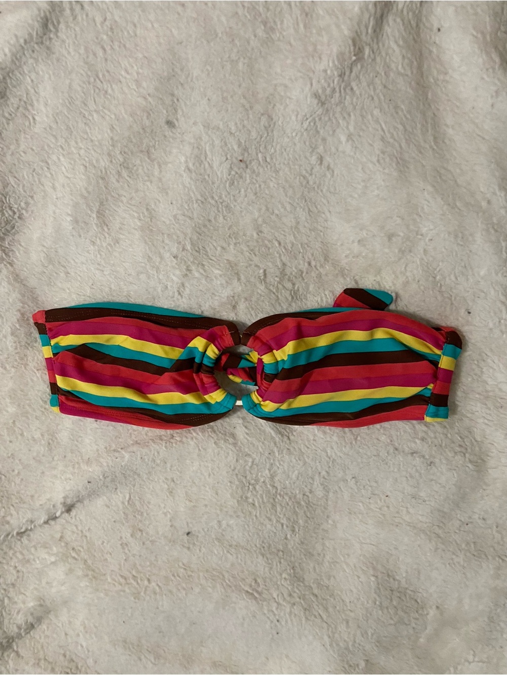 Lolli Multicolor Stripe Bandeau Bikini Top - Pink, Yellow, Teal, Brown